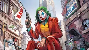 The Joker Sitting On The Street Comic Wallpaper
