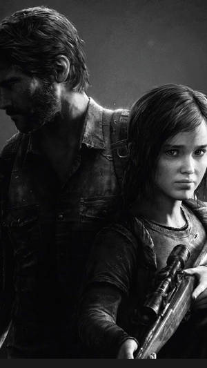 The Last Of Us Duo In Black And White Wallpaper
