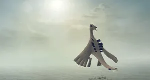 The Majestic Lugia Soaring Over The Ocean. Wallpaper