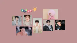 The Members Of Enhypen Use The Latest Laptop To Create Their Music. Wallpaper