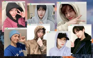 The Members Of South Korean Boy Band Enhypen Looking At Their New Enhypen Laptop Wallpaper