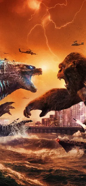 The Mighty King Kong Roaring Atop A Building Wallpaper