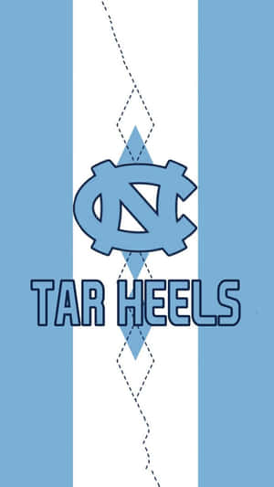 The North Carolina Tar Heels Logo On A Blue And White Background Wallpaper