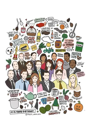The Office Us Cast Doodles Wallpaper