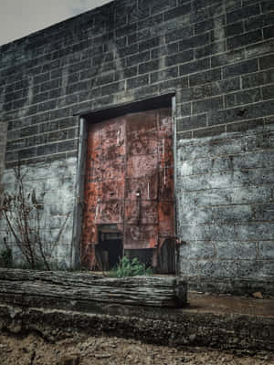 The Ominous Facade Of A Deserted Warehouse Wallpaper