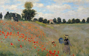 The Poppy Field Impressionist Art Wallpaper