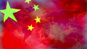 The Pride Of The East: China's Flag Against The Asian Continent Wallpaper