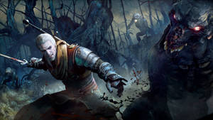 The Witcher 3 Geralt Fighting Forest Demons Wallpaper