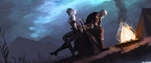 The Witcher Geralt And Ciri Fan Art Wallpaper