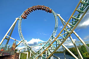 Theme Park Roller Coaster Loop Wallpaper