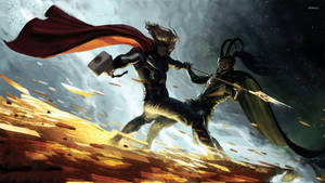 Thor And Loki Battle Wallpaper