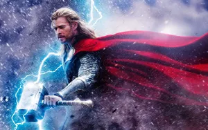Thor Red Cape Mjölnir Wallpaper