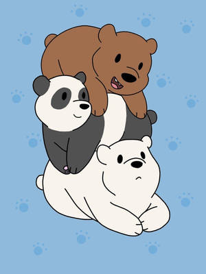 Three Bears Blue Art Wallpaper