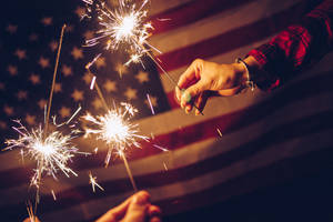 Three Sparklers And Usa Flag Iphone Wallpaper