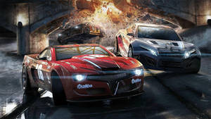 Thrilling Collision On The Racetrack Wallpaper