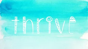 Thrive Word Art In Teal Aesthetic Laptop Wallpaper
