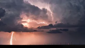 Thunderstorm On Highway Wallpaper