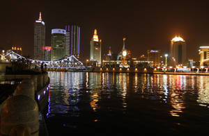 Tianjin River At Night Wallpaper