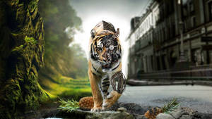 Tiger Nature And City Wallpaper