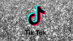 Tiktok Logo Crowded People Background Wallpaper