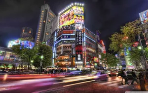 Time-lapse Of Street In Tokyo Wallpaper