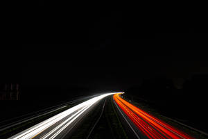 Time-lapsed Neon Road Wallpaper