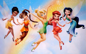 Tinkerbell And Friends Flying Wallpaper
