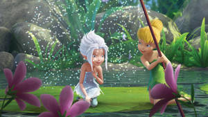 Tinkerbell And Periwinkle Playing Wallpaper