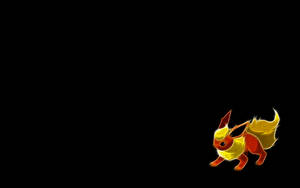 Tiny Flareon On Black Background Wallpaper