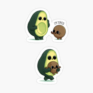 Tired Avocadoand Coffee Stickers Wallpaper