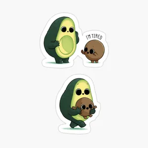 Tired Avocadoand Coffee Stickers Wallpaper