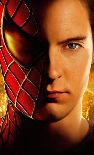 Tobey Maguire Wearing Half Spider-man Mask Wallpaper