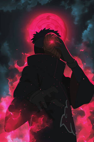 Tobi Naruto Red Aesthetic Chakra And Moon Wallpaper