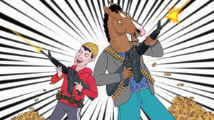Todd And Bojack Horseman Firing Guns Wallpaper