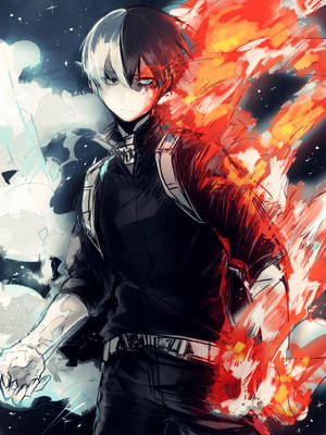 Todoroki Showcasing Powers Wallpaper