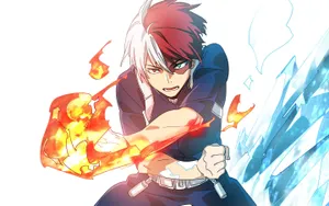Todoroki Using Powers Wallpaper