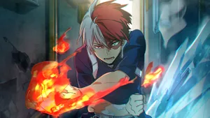 Todoroki Using Powers Wallpaper