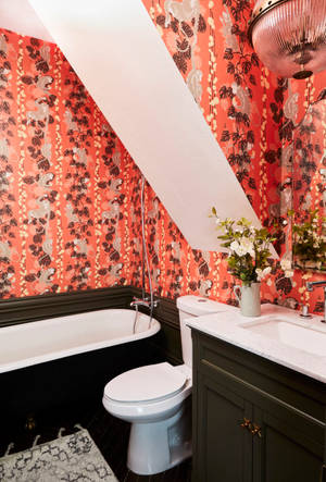 Toilet Orange Jungle & Monkey Interior Wallpaper