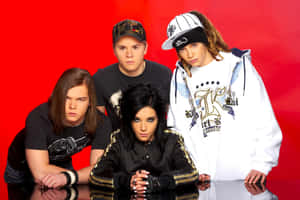 Tokio Hotel Band Red Background Wallpaper