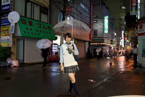 Tokyo Japan Girl With Clear Umbrella Wallpaper