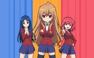 Toradora Trio Ami, Taiga And Minori Wallpaper