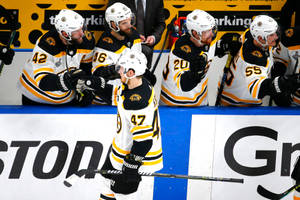 Torey Krug High Five With Teammates Wallpaper