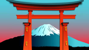 Torii Gate And Mount Fuji Wallpaper