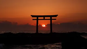 Torii Gate With Sunset Wallpaper