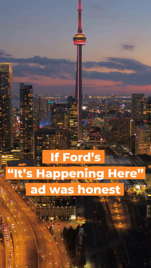 Toronto Skyline Dusk Ad Parody Wallpaper