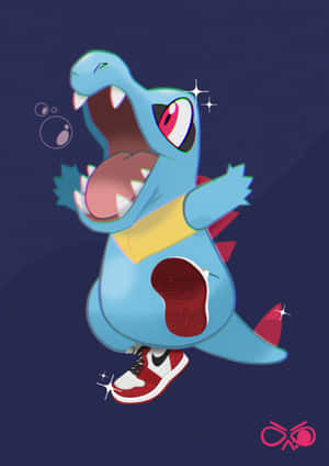 Totodile With Red Shoes Wallpaper