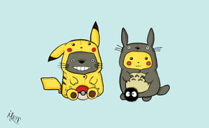 Totoro And Pikachu Exchange Wallpaper