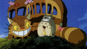 Totoro Catbus At Treetop Wallpaper
