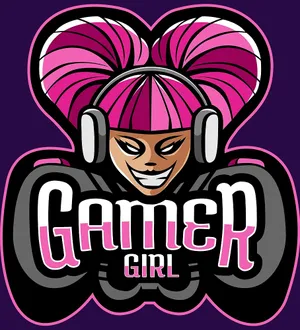 Tough-looking Girl Gamer Logo Wallpaper