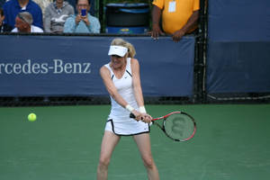 Tracy Austin Hitting A Tennis Ball Wallpaper